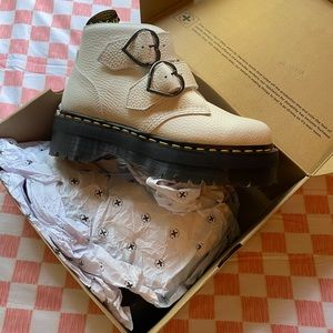 Dr. Martens Devon Heart Off White Platform Boots